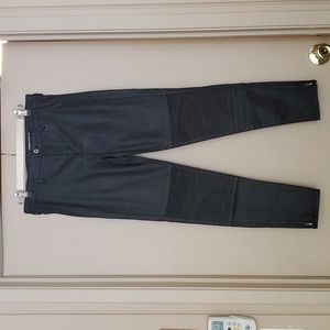 H&M &Denim Skinny Regular Waist Ankle, Black Faux Leather, 28